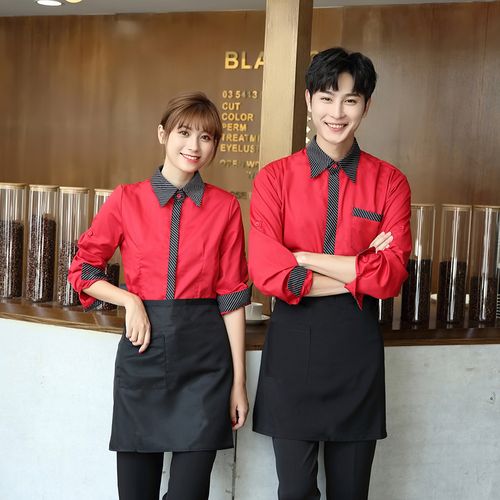 西式餐厅服务员衬衣长袖蛋糕烘焙咖啡厅奶茶火锅店酒店工作制服